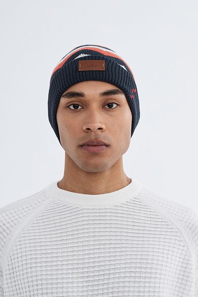 Nordbron Men's Light Rose Block Soft Knitwear - Stretchy Double Fold Winter Logo Basic Hlfit