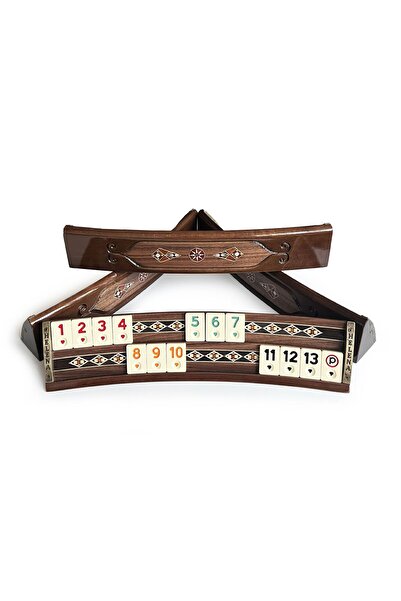 Helena Wood Art Mozaikli Oval Masif Okey Takımı Ceviz