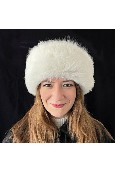 Shark Anatolia Handmade 100% Wool White Fur Women's Real Leather Börk Hat