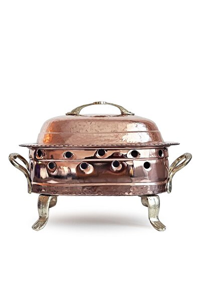 Shark Anatolia Közlü Kapaklı Bakır Kebaplık Sunum Tepsisi 30 Cm