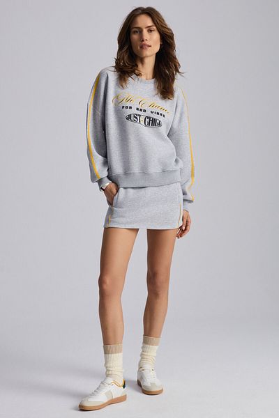 GRIMELANGE Mıreılle Women's Printed 3 Thread Knitted Organic Cotton Regular Fit Grimelange Sweatshirt