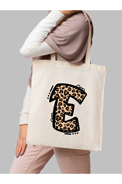Cemira Leopard Letter E Patterned, Y2 Pinterest Retro Cloth Bag Tote Bag, Gift Bag