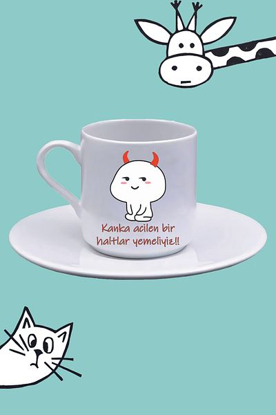 Olympus plus Kanka Need Eat an Emergency Stick!!! & Sayko Printed Turkish Coffee Cup