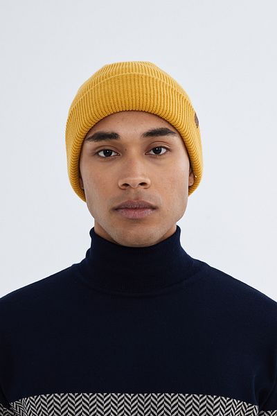 Nordbron Unisex Sulfide Knitwear Acrylic Plain Soft Beanie with Logo Flexible Winter Double Fold Basic Pumb