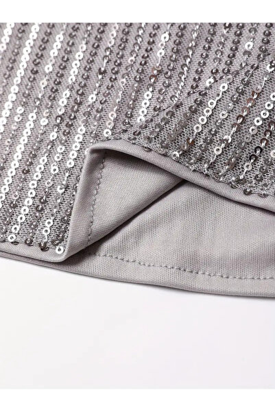 Tomac Silver Color Sequined Woven Skirt