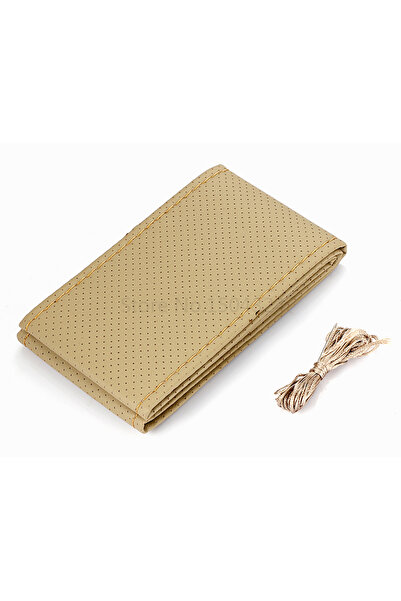 OEM Deri Oto Direksiyon Kılıfı Dikişli Bej