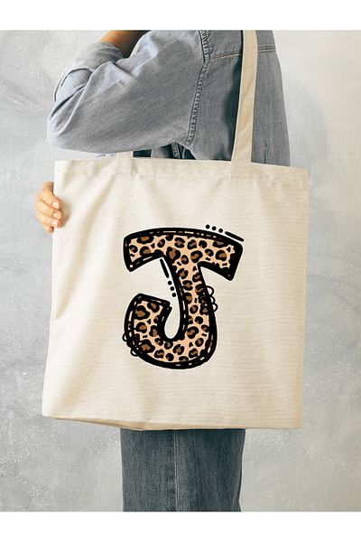 Cemira Leopard Letter J με μοτίβο, Y2 Pinterest ρετρό υφασμάτινη τσάντα τσάντα, τσάντα δώρου