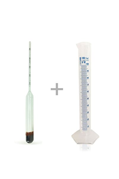 AEK-Tech 0-40 Etil Alkol Alkolmetre Ve 100ml Plastik Mezür Seti