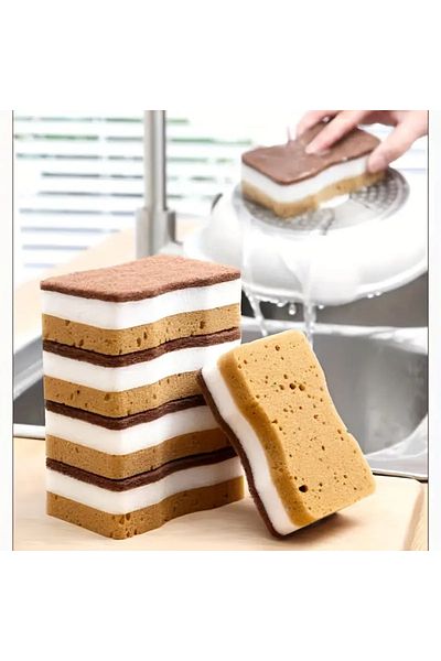 Mucha 5Pcs Extra Durable 3 Layer Anti-Scratch Sponge Dish Bathroom Kitchen Floor Cleaning Sponge