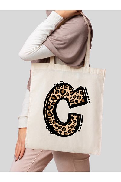 Cemira Leopard Letter C με μοτίβο, Y2 Pinterest ρετρό υφασμάτινη τσάντα τσάντα, τσάντα δώρου