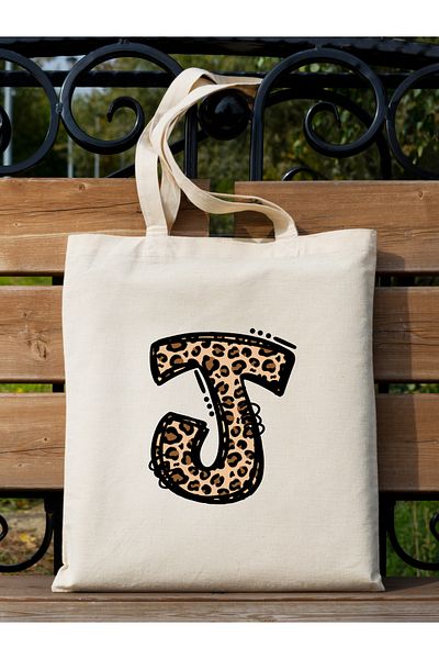 Cemira Leopard Letter J με μοτίβο, Y2 Pinterest ρετρό υφασμάτινη τσάντα τσάντα, τσάντα δώρου