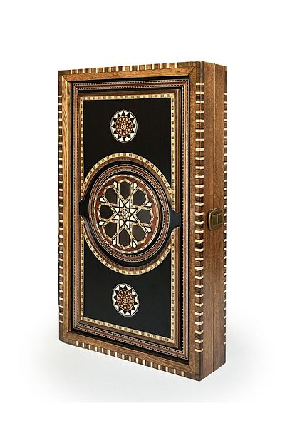 Helena Wood Art Genius Hand Carved Wooden Backgammon Set Black