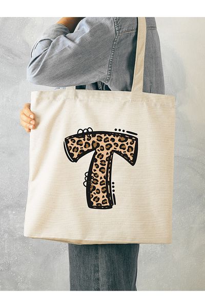 Cemira Leopard Letter T με μοτίβο, Y2 Pinterest ρετρό υφασμάτινη τσάντα τσάντα, τσάντα δώρου
