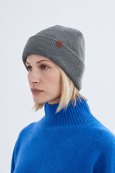 Nordbron Unisex Gray Stretchy Knitwear Pumb - Soft Beanie, Double Fold, Basic Ribbed
