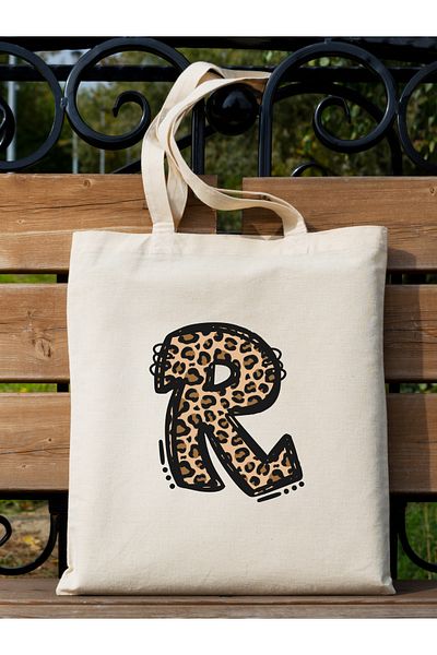 Cemira Leopard R Letter μοτίβο, Y2 Pinterest ρετρό υφασμάτινη τσάντα τσάντα, τσάντα δώρου