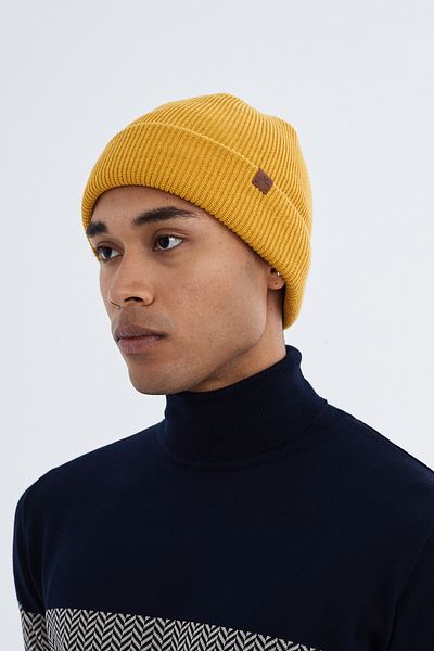 Nordbron Unisex Sulfide Knitwear Acrylic Plain Soft Beanie with Logo Flexible Winter Double Fold Basic Pumb