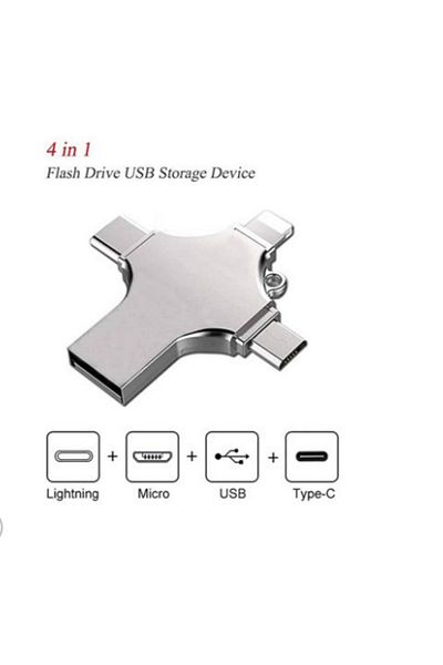 ONREZ ذاكرة فلاش 4 في 1 USB Type-C iOS Lightning OtG الكل في واحد USB 3.0 64 جيجابايت