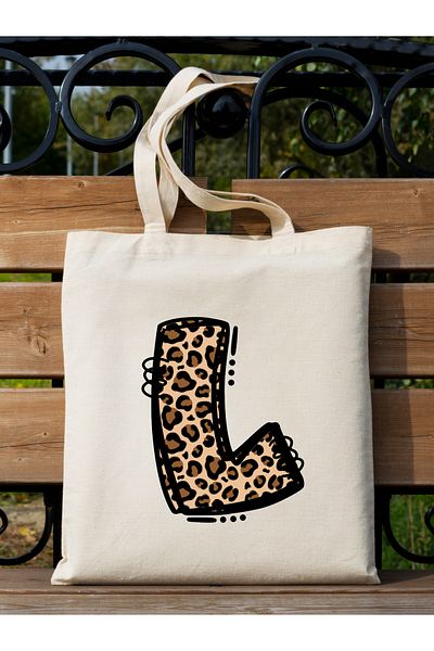 Cemira Leopard Letter L με μοτίβο, Y2 Pinterest ρετρό υφασμάτινη τσάντα τσάντα, τσάντα δώρου