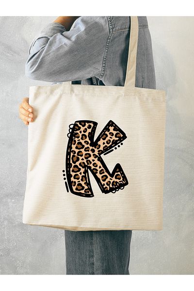 Cemira Leopard Letter K με μοτίβο, Y2 Pinterest ρετρό υφασμάτινη τσάντα τσάντα, τσάντα δώρου