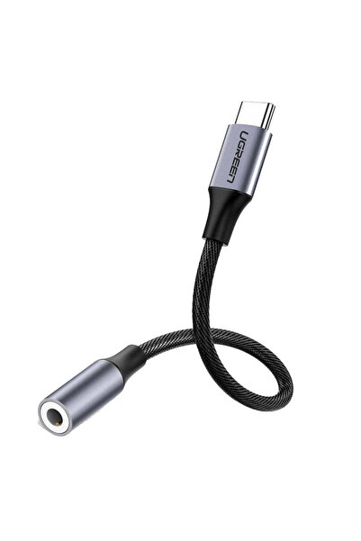 Ugreen كابل صوت USB-C إلى AUX 3.5 مم غلاف ألومنيوم 10 سم - أسود