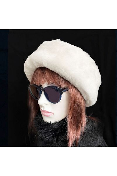 Shark Anatolia Handmade 100% Wool Short White Fur Women's Real Leather Hat