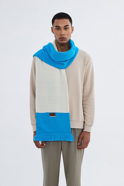 Nordbron Unisex Blue Acrylic - șal moale și gros Burdon Knitwear cu detaliu de ciucuri
