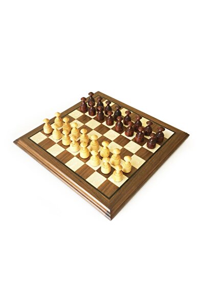 Kaplan El Sanatları مجموعة شطرنج هيلينا وود آرت من خشب الجوز الصلب بيرليسسينت...