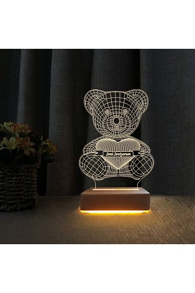 Vipyol I Love You Designed Teddy Bear Led Lamp Night Light Gift for Valentines and Birthday Gift