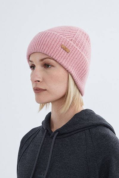 Nordbron Pink Soft Knitwear Women's Beanie - Stretchy Double Fold Winter Logo Miley