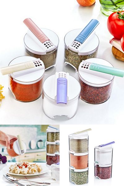 omilife 5-Piece Countertop Spice Rack Set Upright Shaped Upright Spice Rack