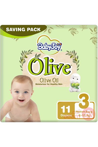 BabyJoy Olive Diapers 11-Pieces Saving Pack, Medium
