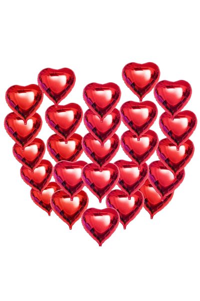 Larenya 25 Heart Foil Balloons |   Romantic Decoration and Celebration Balloons