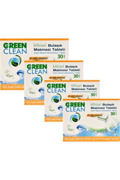 Green Clean أقراص عشبية عضوية لغسالة الأطباق 30 × 4 قطع