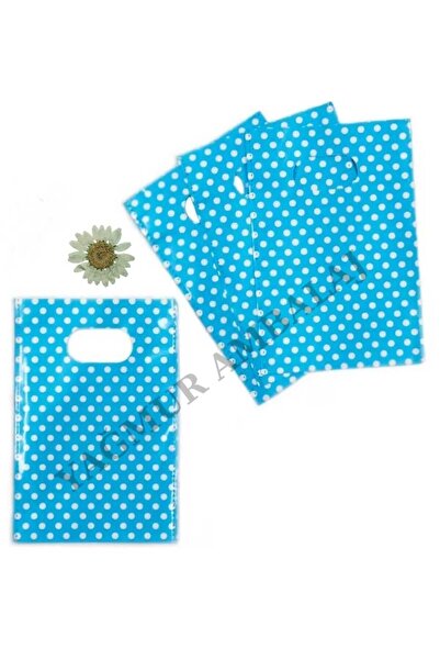 shop حقيبة هدايا زرقاء منقطة مقاس 10 × 15 سم (25 قطعة)