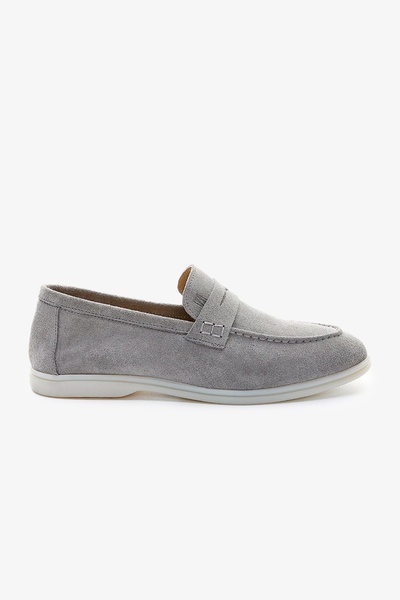 Valmenti Lucio Men's Gray Suede Genuine Leather Loafer Shoes