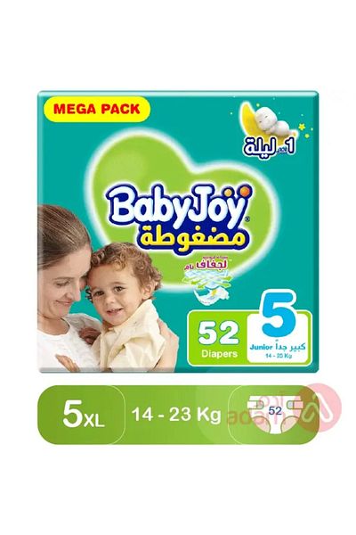 BabyJoy Compressed Diamond Pad, Size 5, Junior, 14-25 kg, Mega Pack, 52 Diapers
