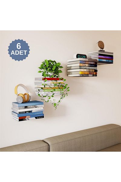 omilife Magician Shelf Wall Shelf Metal Bookshelf Hidden Bookshelf Invisible Decorative Wall Bookshelf 6 Pieces