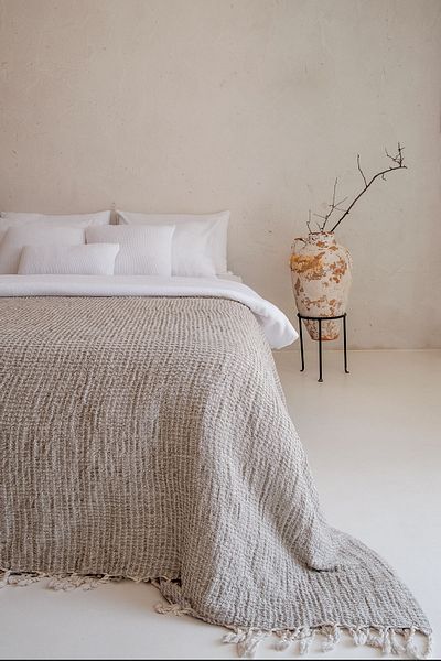 Barine Flax Linen Bedspread Natural 220X260