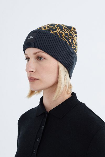 Nordbron Black Soft Patterned Beret - Stretchy Double Fold Winter Knitwear Rhine