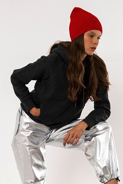 Nordbron Women's Red Winter Beanie Knitwear Soft Colored Plain Patterned Basic Logo Detailed Acrylic Viola