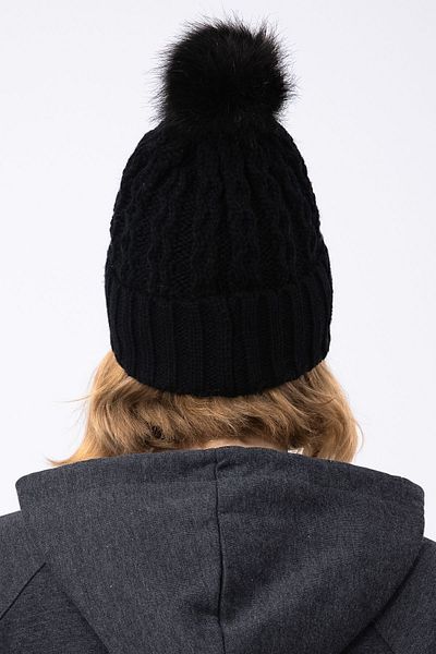 Nordbron Black Winter Beanie - Soft and Pompom Acrylic Giada, Thick Knitted Basic Model