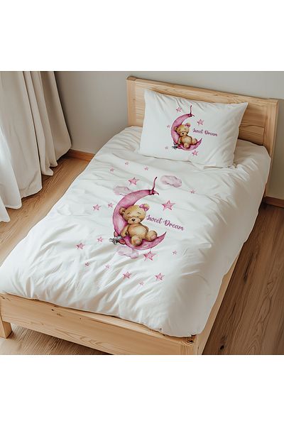 Lilabio Μονό Σετ Παπλωματοθήκη 100% Βαμβάκι (160x220 cm) Sweet Dreams Pink Teddy Bear