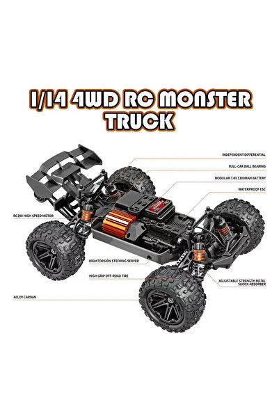LRS STORE Profesyonel RC Kumandalı Araba 55 Km Hız Yapan Off Road Polar Pro Arazi Aracı 1:14