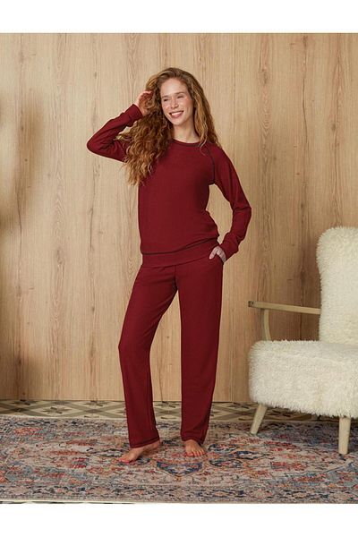 Doreanse Set de pijamale pentru femei Relax Fit Claret Red 4194