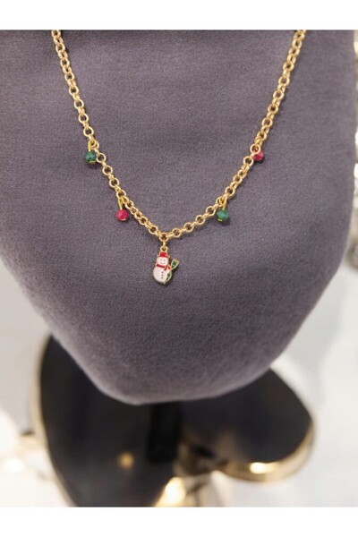 MECora Design Altın Renkli Zincir Kolye - Kar Küresi ve Taş Detaylı Şık Tasarım