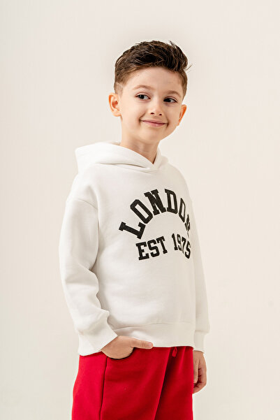 Eray Kids Φούτερ για αγόρι με κουκούλα με απλό κείμενο