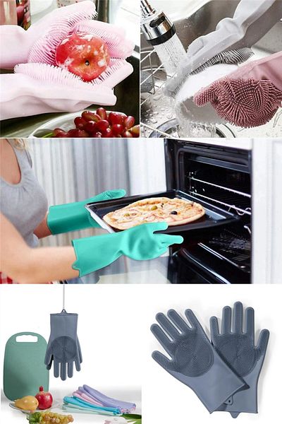 omilife Magic Silicone Dish Glove Durable Soft Quality Silicone 1 Piece Gray