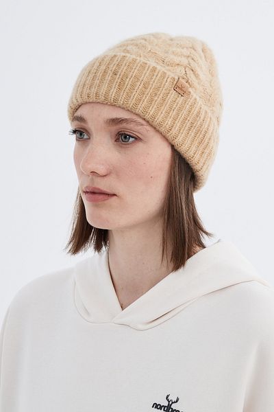 Nordbron Women's Camel Wainy - Hair Braided, Soft Beanie, Double Fold Detailed Casual Label