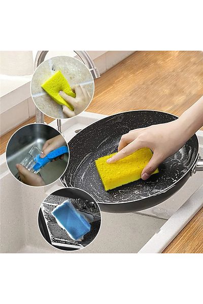 omilife Compressed Cellulose Sponge Non-Scratch Natural Dish Sponge Dish Cleaning Sponge 3 Pieces
