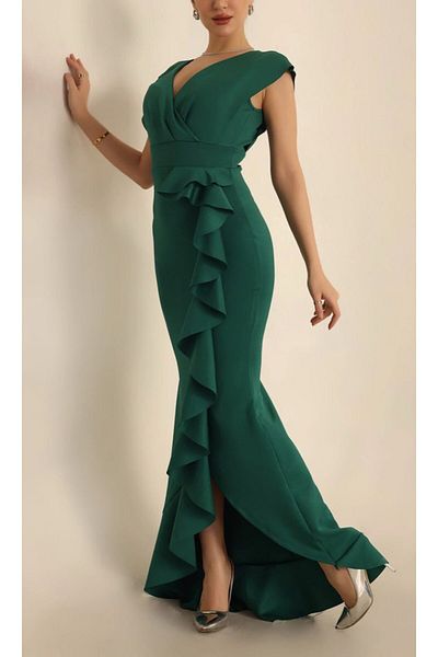 by eymen design Scuba Night Dress with Frill Detail